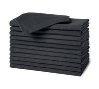 Amazon Basics Reusable Stain and Wrinkle Resistant Cloth Napkins, 43 x 43 cm (Set of 12), Black