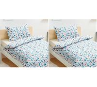 Amazon Basics Reversible Microfibre Cot Bed Duvet Cover Set, 100 x 135 cm & 1 Pillowcase 40 x 60 cm, Cosmic Adventure (Pack of 2)