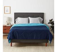 Amazon Basics Reversible Microfibre Coverless Duvet, Machine Washable Bedding Quilt, Diamond Stitching, 220 x 240 cm, Navy Blue/Sky Blue, for Double Bed