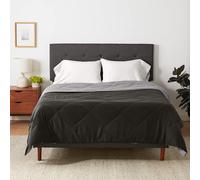 Amazon Basics Reversible Microfibre Coverless Duvet, Machine Washable Bedding Quilt, Diamond Stitching, 140 x 200 cm, Grey/Black, for Single Bed