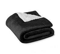 Amazon Basics Reversible Sherpa Fleece Sofa Throw Blanket, 127 x 152 cm, Black