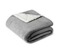 Amazon Basics Reversible Sherpa Fleece Sofa Throw Blanket, 127 x 152 cm, Dark Grey