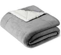 Amazon Basics Reversible Sherpa Fleece Sofa Throw Blanket, Soft Bed Throw, 127