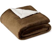 Amazon Basics Reversible Sherpa Fleece Sofa Throw Blanket, Soft Bed Throw, 127