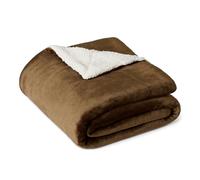 Amazon Basics Reversible Sherpa Fleece Sofa Throw Blanket, Soft Bed Throw, 127 x 152 cm, Brown