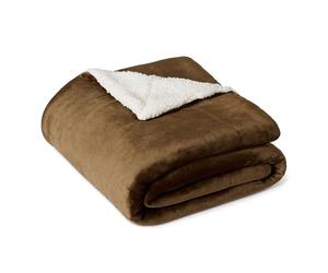Amazon Basics Reversible Sherpa Fleece Sofa Throw Blanket, Soft Bed Throw, 127 x 152 cm, Brown