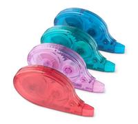 Amazon Basics Roller Tape Correction Pen Mouse Style with Dispenser, Easy to use, 12 metres, 9 x 4,8 x 1,6 cm, Green, Purple, Red, Blue, 4-Pack