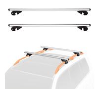 Amazon Basics Roof Bars with Cross Bars, 142 cm for Spans of up to 126 cm Between Raised Side Rails with Gap, Pack of 2, Black/Silver