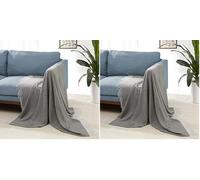 Amazon Basics Room Décor Throw Blanket, Lightweight, recycled polyester, 127 x 152 cm, Dark Grey and Light Grey Herringbone (Pack of 2)