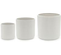 Amazon Basics Round Assorted Sizes Fluted Ceramic House Planters, Set of 3, 15.