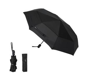 Amazon Basics Round Automatic Travel Compact Umbrella Windproof, Black