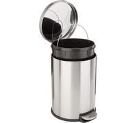 Amazon Basics Round Cylindrical Dustbin With Steel Bar Pedal, Soft-Closing Mech