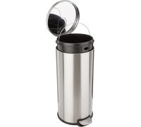 Amazon Basics Round Cylindrical Soft-Close Dustbin, 30 litre/7.9 gallon, Brushe