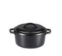 Amazon Basics Round Pre-Seasoned Cast Iron Mini Dutch Oven Pot with Lid and Dual Handles, 1.89 l, Black