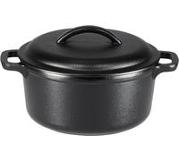 Amazon Basics Round Pre-Seasoned Cast Iron Mini Dutch Oven Pot with Lid and Dua