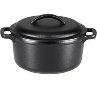 Amazon Basics Round Pre-Seasoned Cast Iron Mini Dutch Oven Pot with Lid and Dua