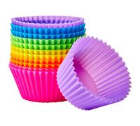 Amazon Basics Round Reusable Silicone Baking Cups, Pack of 12 (Oven-sa