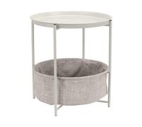 Amazon Basics Round Storage Bedside End Table with Removable Fabric Basket,