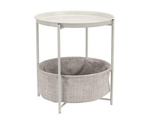 Amazon Basics Round Storage Bedside End Table with Removable Fabric Basket, White, Heather Gray Fabric, 44.96 x 44.96 x 48 cm