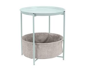 Amazon Basics Round Storage End Table, Mint Green With Heather Grey Fabric, 44.96 cm D x 44.96 cm W x 48 cm H