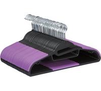 Amazon Basics Rubber Coated Plastic Hangers - Black/Purple, Pack of 50