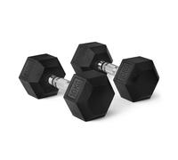 Amazon Basics Rubber Encased Hex Dumbbell Weights Set, 10 kg, Black