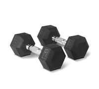 Amazon Basics Rubber Encased Hex Dumbbell Weights Set, 5 kg, Black