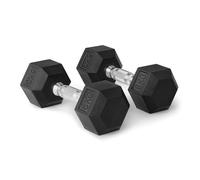 Amazon Basics Rubber Encased Hex Dumbbell Weights Set, 6 kg, Black