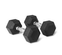 Amazon Basics Rubber Encased Hex Dumbbell Weights Set, 8 kg, Black