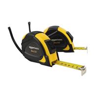 Amazon Basics Self-Locking Tape Measure, MID Accuracy, 7.6 m (2-Pack) meters Scale, Yellow