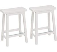 Amazon Basics Set of 2 Solid Wood Kitchen Counter Short Bar Stool, Dining Chair