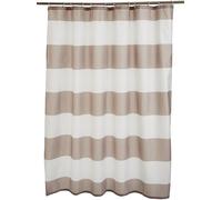 Amazon Basics Shower Curtain, Water and Mould Resistant Fabric Bathroom Curtain with Grommets & Hooks, Machine Washable, 183 x 183 cm, light green Striped