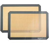 Amazon Basics Silicone Baking Mat, Rectangular, 42 x 29.5 cm, 2 Count, New Beige/Gray