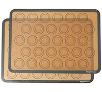 Amazon Basics Silicone Baking Mat Set, 2 Piece Macaron Guides, Beige/Gray, 41.9 x 29.5 cm
