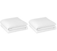 Amazon Basics Single Duvet Cover, 100% Cotton Sateen 400 Thread Count, Super Soft with Button Closure, 135 x 200 cm, White (Pack of 2)