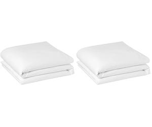 Amazon Basics Single Duvet Cover, 100% Cotton Sateen 400 Thread Count, Super Soft with Button Closure, 135 x 200 cm, White (Pack of 2)