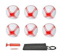 Amazon Basics Size 3 Football with Pump and Bag, Training Ball Set, PVC Construction, Butyl Bladder, Machine Stitched Practice Balls for Teams, Schools, Camps, White and Red, 6-Pack