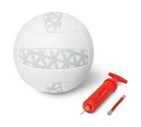 Amazon Basics Size 5 Indoor Outdoor Volleyball with Pump - PVC Leather Training Ball with Reinforced Stitching and Butyl Bladder, White and Grey
