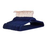 Amazon Basics Slim Velvet, Non-Slip Suit Clothes Hangers, Pack of 50, Navy Blue/Rose Gold