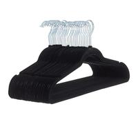 Amazon Basics Slim Velvet Non-Slip Suit Hangers - 30-Pack, Black/Silver