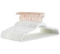 Amazon Basics Slim Velvet Non-Slip Suit Hangers, 50-Pack, Ivory/Rose Gold
