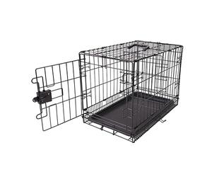 Amazon Basics Small Metal Dog Crate/Cage with Tray, Durable and Foldable Dog Cage with Single Door, Black, Small 61cm (24")