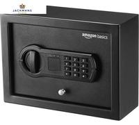 Amazon Basics Small Slim Desk Drawer Security Safe with Programmable Electronic Keypad, Black, 30 cm W x 21.8 cm D x 11. 2 cm H