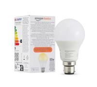 Amazon Basics Smart Dimmable LED Light Bulb, B22 Base, Soft White, 8W (60W Equivalent), Works with Alexa Only, 1 Pack