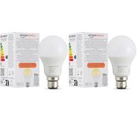 Amazon Basics Smart Dimmable LED Light Bulb, B22 Base, Soft White, 8W (60W Equivalent), Works with Alexa Only, 2 Pack