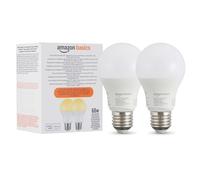 Amazon Basics Smart Dimmable LED Light Bulb, E27 Base, Soft White, 8W (60W Equivalent), Works with Alexa Only, 2 Pack
