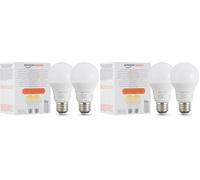 Amazon Basics Smart Dimmable LED Light Bulb, E27 Base, Soft White, 8W (60W Equivalent), Works with Alexa Only, 4 Pack