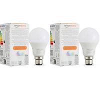Amazon Basics Smart Multicolor LED Light Bulb, B22 Base, 8W (60W Equivalent), Works with Alexa Only, 2 Pack