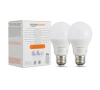 Amazon Basics Smart Multicolor LED Light Bulb, E27 Base, 8W (60W Equivalent), Works with Alexa Only, 2 Pack