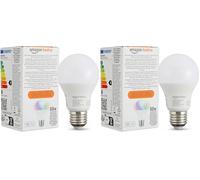 Amazon Basics Smart Multicolor LED Light Bulb, E27 Base, 8W (60W Equivalent), Works with Alexa Only, 2 Pack